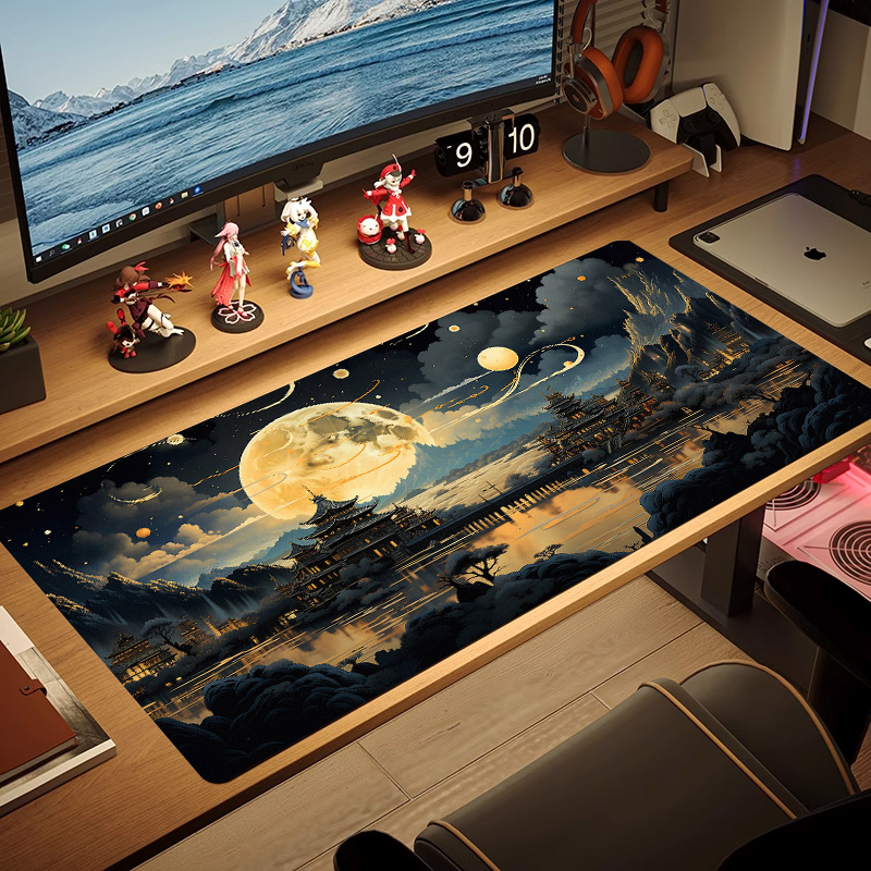Zelda Desk Setup - Oversized minimalistische muismat met landschapsonderwerp, diepe