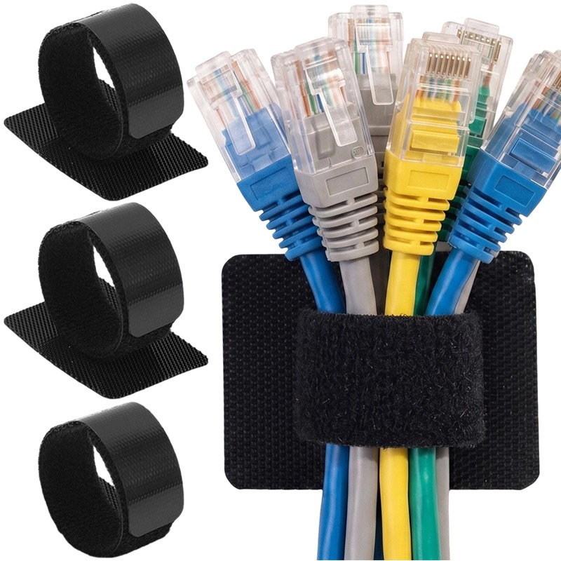 Cable Velcro Strap - Zelfklevende kabelmanagementset Nylon klittenbanden Vierkante ankerbasis