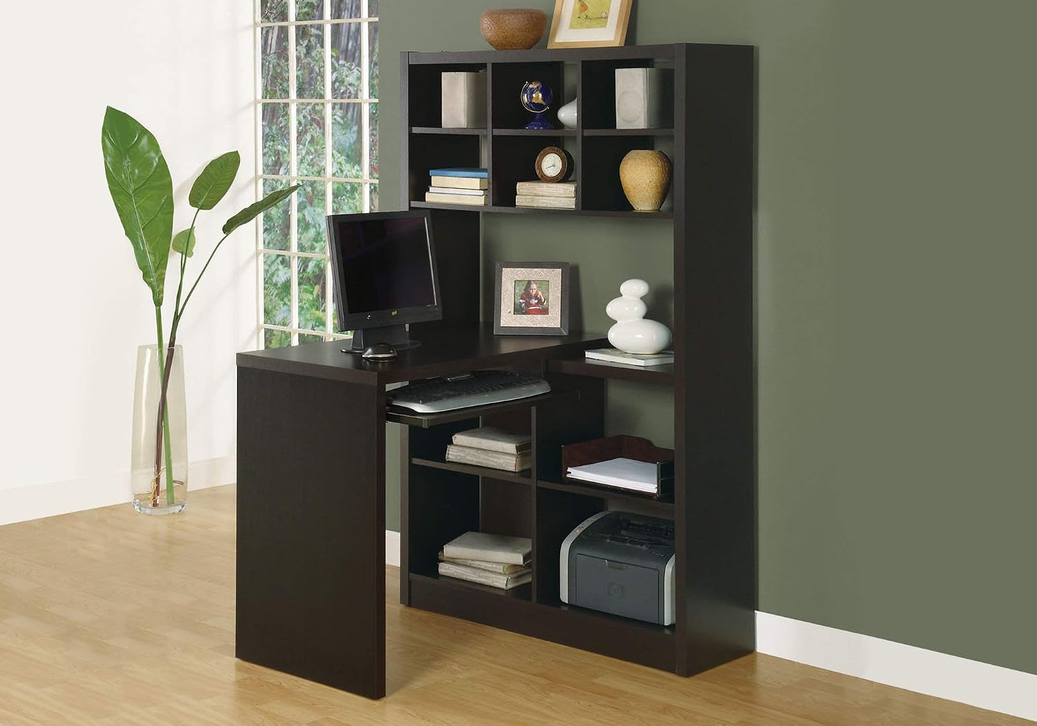 Desk Setup Corner - Hoekbureau met verstelbare opbergplanken, 60 inch