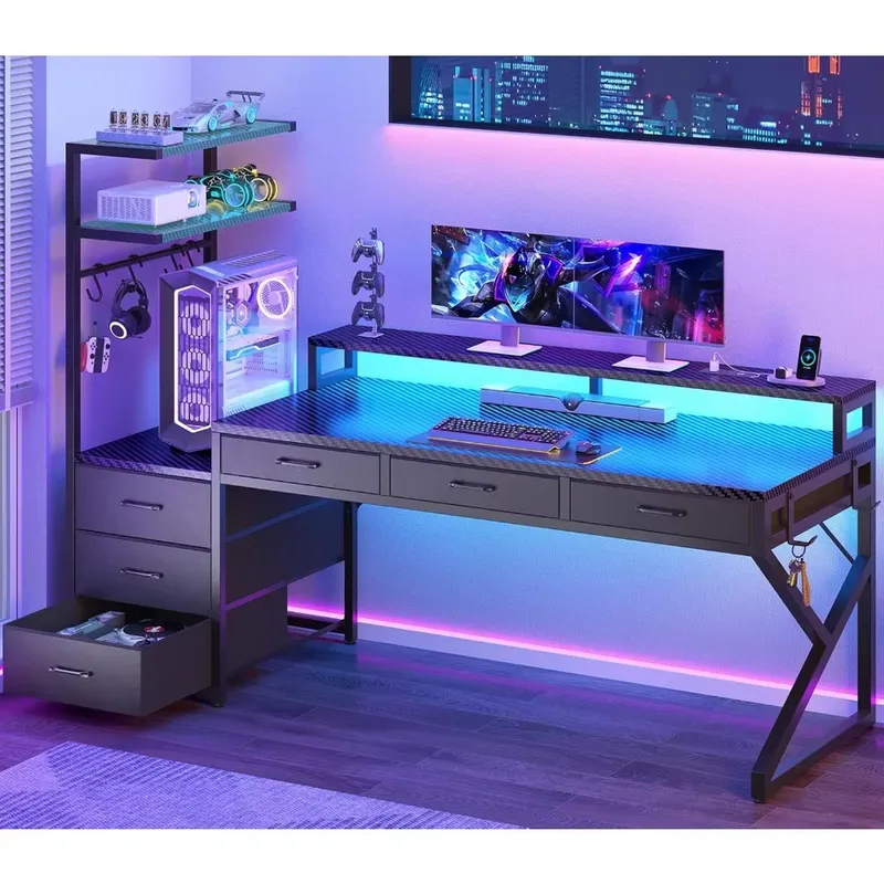 Desk Setup Corner - 55 inch gaming bureau met 6