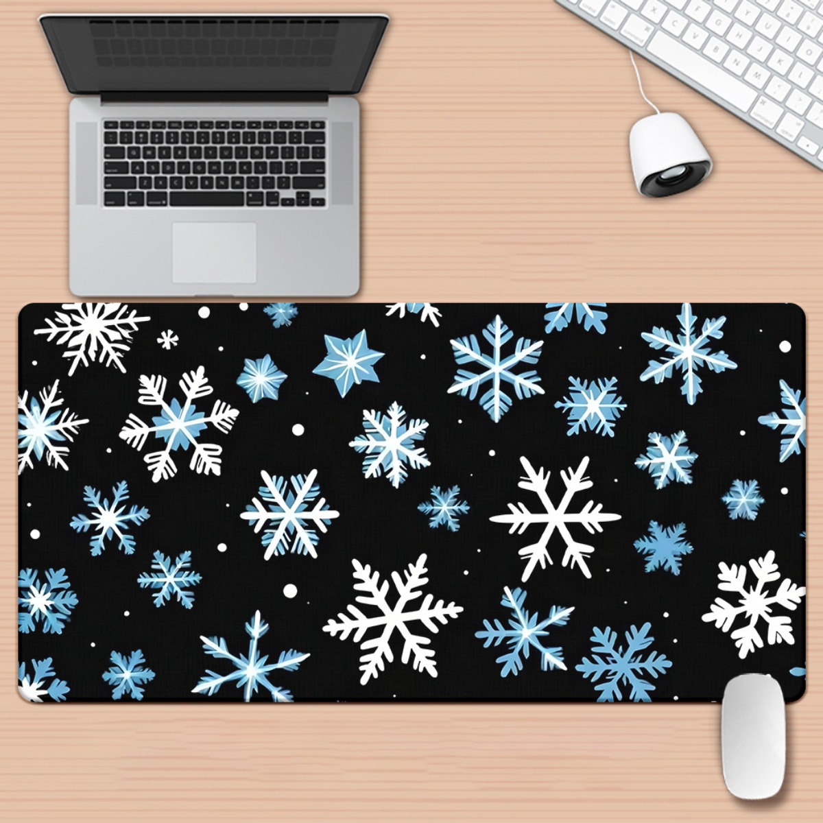 Desk Setup Designer - Sneeuwvlok Winter Design Uitgebreide muismat Antislip