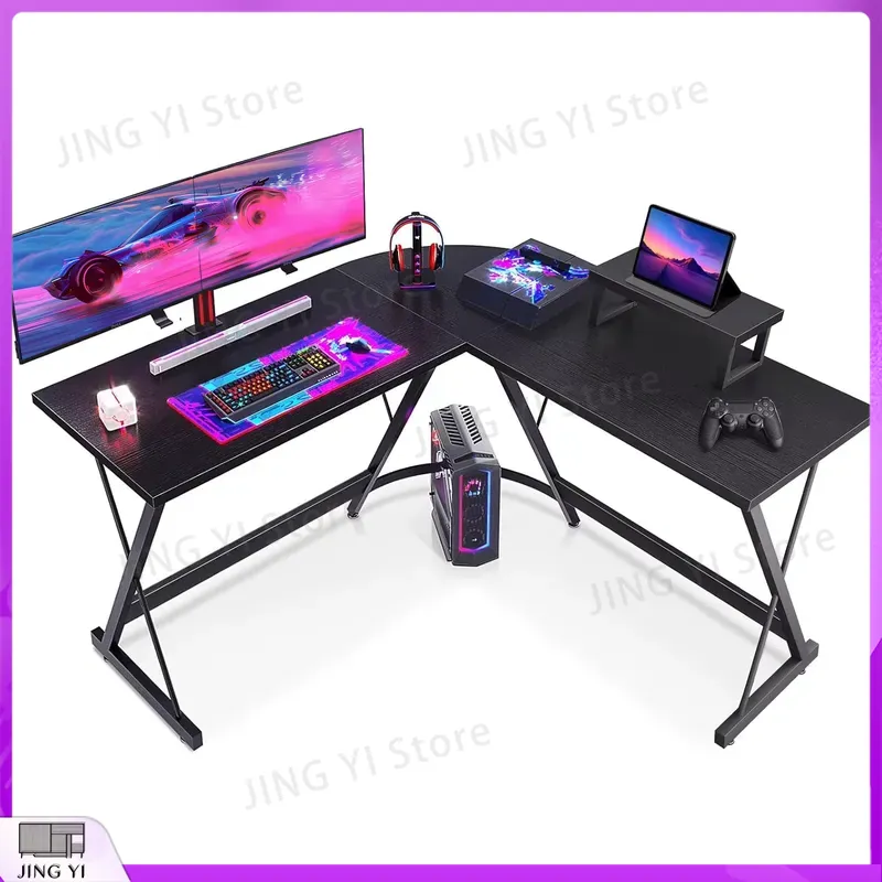 Desk Setup Corner - L-vormig gamingbureau met monitorstandaard 127x127x75 cm