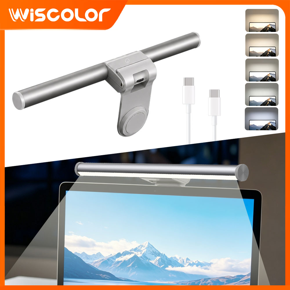 Desk Setup Art - RGBIC LED-verlichting, dimbare monitor-lichtbalk, slimme wifi-muziek-afstandsbediening,
