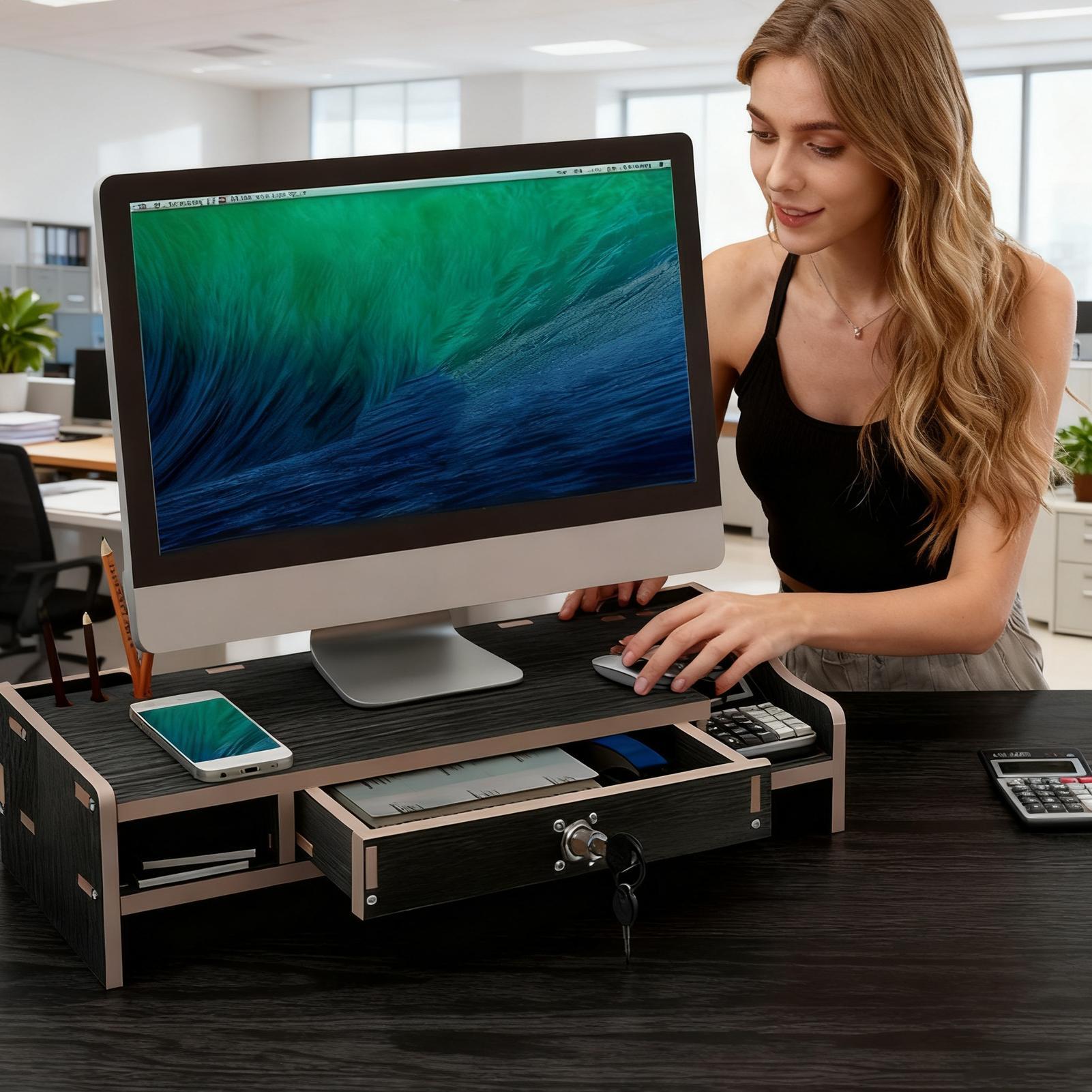 Monitorstandaard voor bureau H - Monitor Riser Wood recensie en prijs