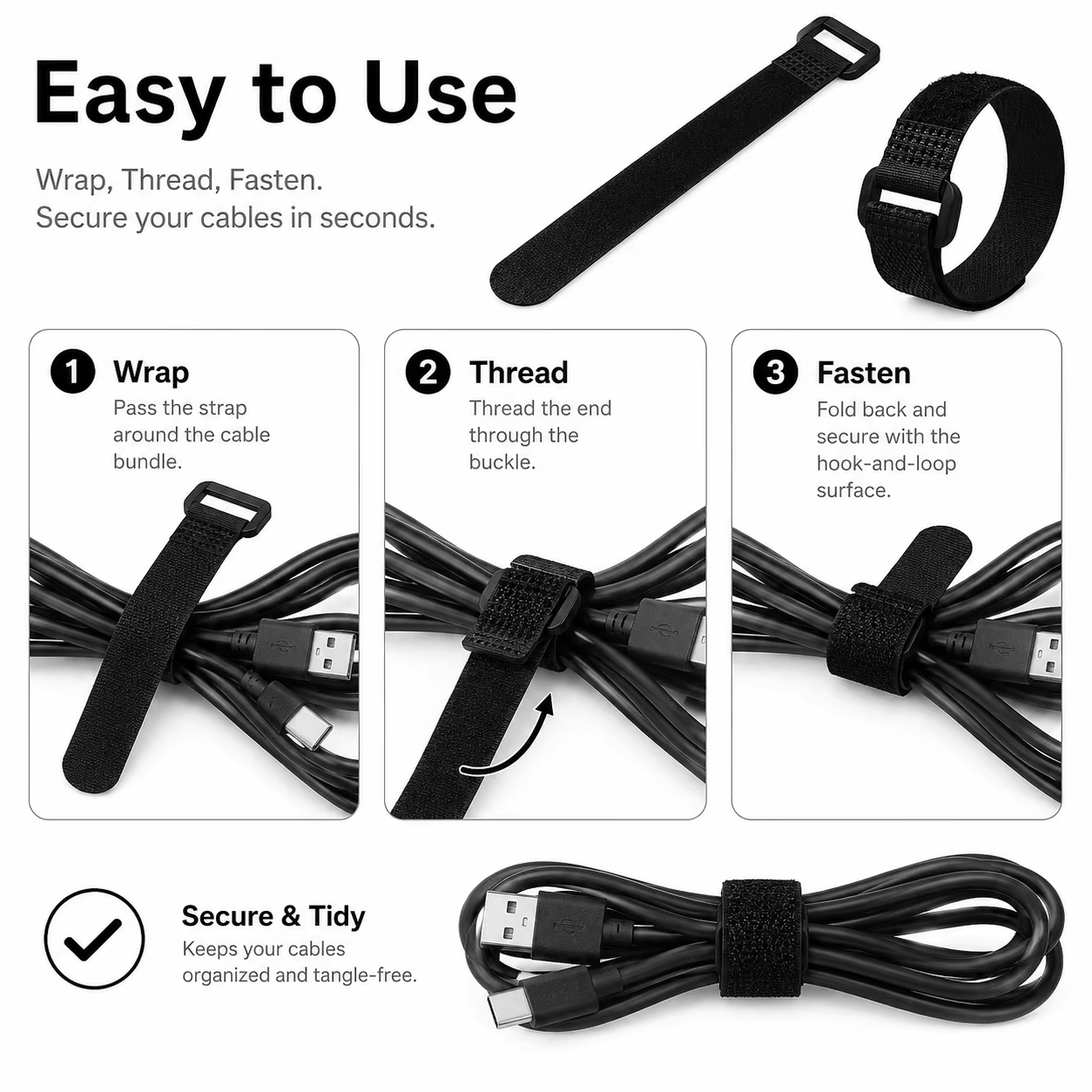Zwarte klittenband herbruikbaa - Cable Velcro Strap recensie en prijs