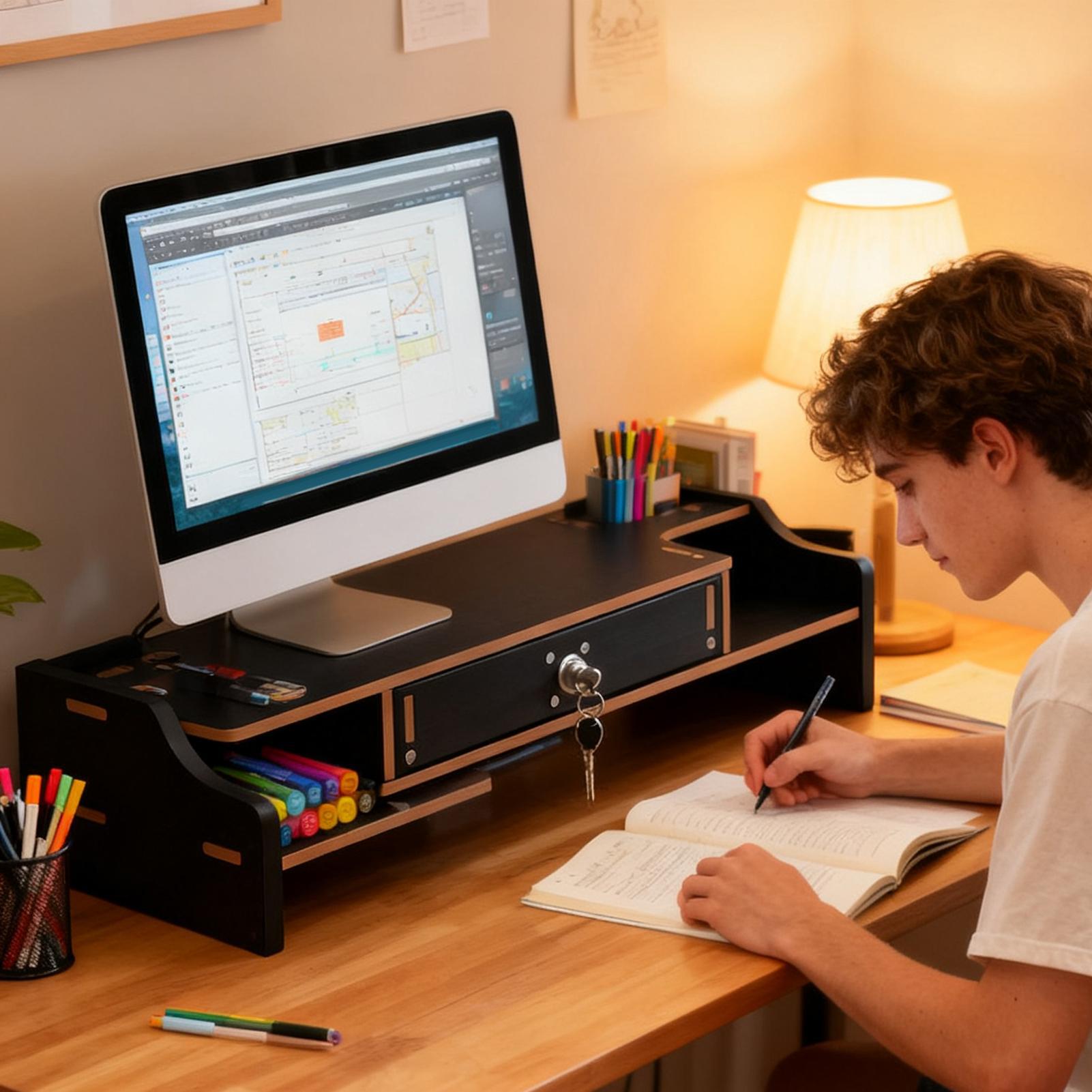 Monitor Riser Houten Desktop O - Monitor Riser Wood recensie en prijs